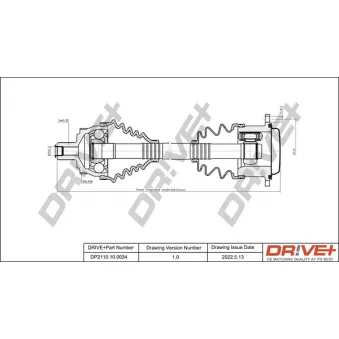 Arbre de transmission Dr!ve+ DP2110.10.0034 pour AUDI A4 1.8 T - 150cv