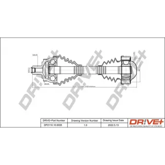 Arbre de transmission Dr!ve+ DP2110.10.0035 pour AUDI A4 1.6 - 102cv