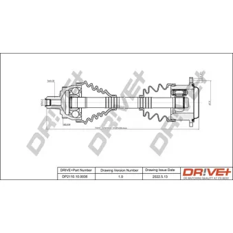 Arbre de transmission Dr!ve+ DP2110.10.0036 pour AUDI A4 1.8 T - 150cv