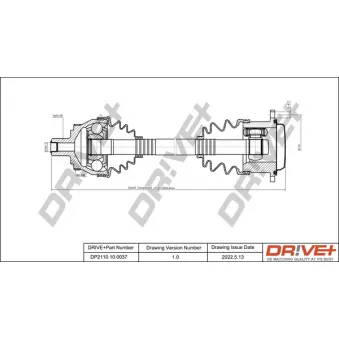Arbre de transmission Dr!ve+ DP2110.10.0037 pour AUDI A4 2,5 TDI - 163cv