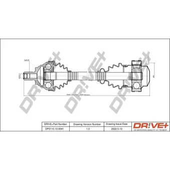Arbre de transmission Dr!ve+ DP2110.10.0041 pour AUDI A3 1.8 TFSI - 160cv