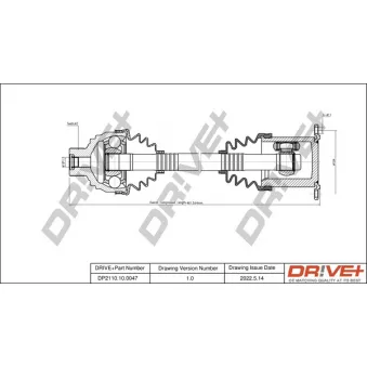 Arbre de transmission Dr!ve+ DP2110.10.0047 pour AUDI A5 2.7 TDI - 190cv