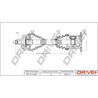 Arbre de transmission Dr!ve+ DP2110.10.0050 pour AUDI A4 2.0 TFSI quattro - 220cv