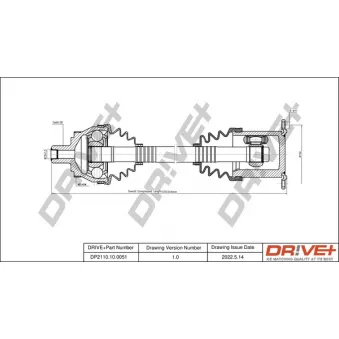 Arbre de transmission Dr!ve+ DP2110.10.0051 pour AUDI A4 3.0 TDI quattro - 233cv