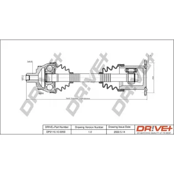 Arbre de transmission Dr!ve+ DP2110.10.0053 pour AUDI A4 2.7 TDI - 163cv