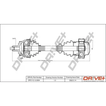 Arbre de transmission Dr!ve+ DP2110.10.0054 pour AUDI A4 3.0 quattro - 220cv