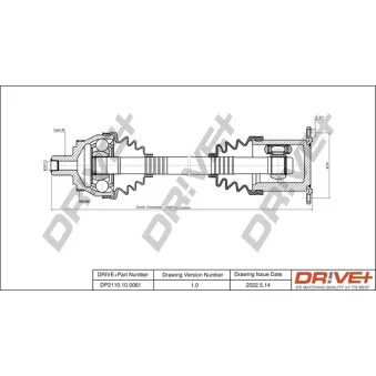 Arbre de transmission Dr!ve+ DP2110.10.0061 pour AUDI A4 3.0 TDI quattro - 204cv