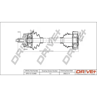 Arbre de transmission Dr!ve+ DP2110.10.0063 pour AUDI A4 1.8 - 125cv