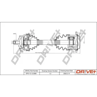 Arbre de transmission Dr!ve+ DP2110.10.0069 pour AUDI A4 1.9 TDI - 116cv