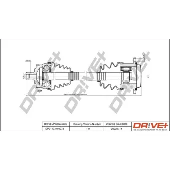 Arbre de transmission Dr!ve+ DP2110.10.0073 pour AUDI A4 1.9 TDI - 90cv