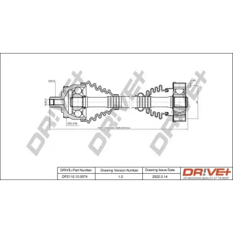 Arbre de transmission Dr!ve+ DP2110.10.0074 pour AUDI A4 1.6 - 100cv