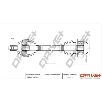 Arbre de transmission Dr!ve+ DP2110.10.0099 pour AUDI A3 2.0 TDI - 170cv