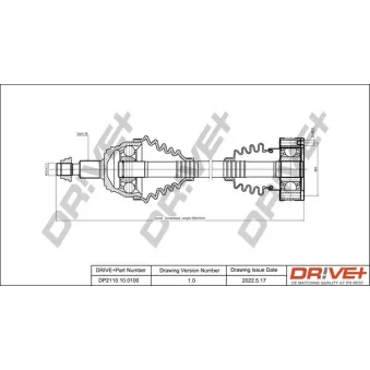 Arbre de transmission Dr!ve+ DP2110.10.0100 pour VOLKSWAGEN GOLF 2.0 Bi-Fuel - 116cv