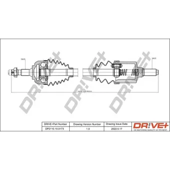 Arbre de transmission Dr!ve+ DP2110.10.0173 pour CITROEN C5 3.0 V6 - 207cv