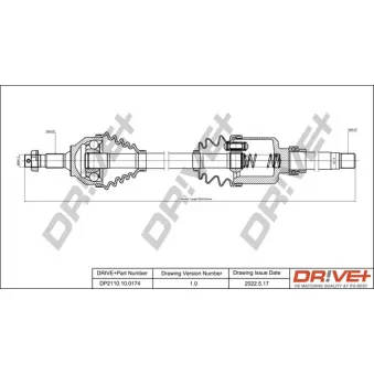 Arbre de transmission Dr!ve+ DP2110.10.0174 pour CITROEN C5 3.0 V6 - 207cv