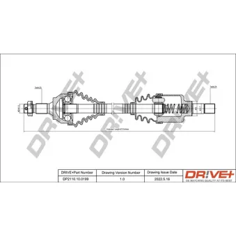 Arbre de transmission Dr!ve+ DP2110.10.0199 pour CITROEN C3 1.6 BlueHDi 75 - 75cv