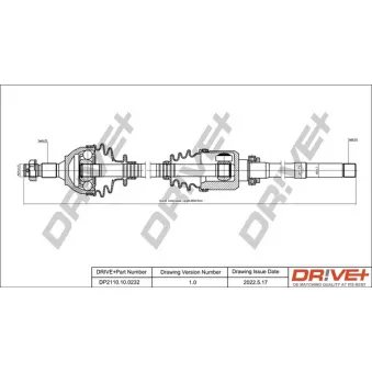 Arbre de transmission Dr!ve+ DP2110.10.0232 pour CITROEN XSARA 1.9 TD - 90cv