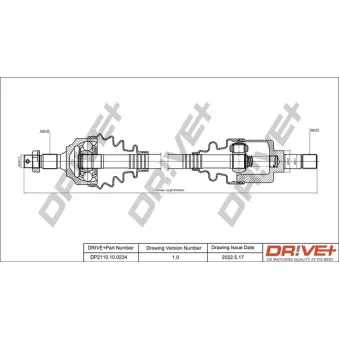 Arbre de transmission Dr!ve+ DP2110.10.0234 pour CITROEN XSARA 1.9 TD - 90cv