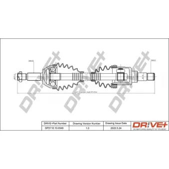 Arbre de transmission Dr!ve+ DP2110.10.0349 pour FORD FOCUS 1.8 Turbo DI / TDDi - 90cv