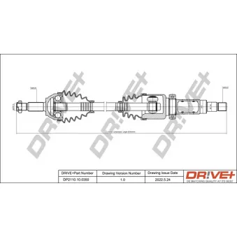 Arbre de transmission Dr!ve+ DP2110.10.0350 pour FORD FOCUS 1.8 Turbo DI / TDDi - 90cv