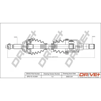 Arbre de transmission Dr!ve+ DP2110.10.0351 pour FORD FOCUS 1.8 Turbo DI / TDDi - 90cv