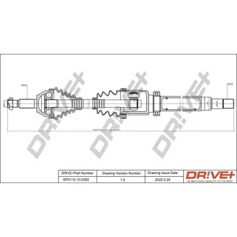 Arbre de transmission Dr!ve+ DP2110.10.0352 pour FORD FOCUS 1.8 Turbo DI / TDDi - 75cv