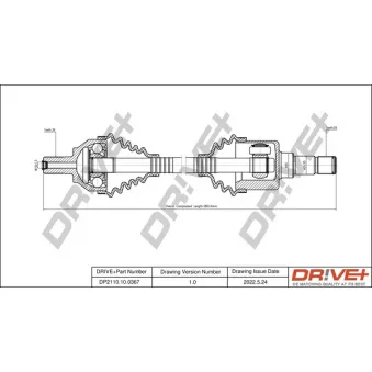 Arbre de transmission Dr!ve+ DP2110.10.0367 pour FORD C-MAX 2.0 - 145cv