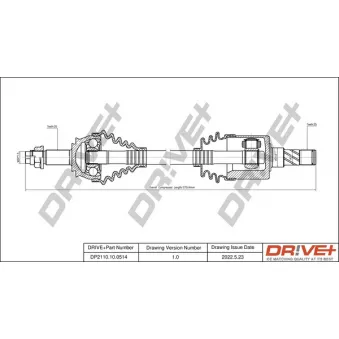Arbre de transmission Dr!ve+ DP2110.10.0514 pour OPEL CORSA 1.4 Turbo - 101cv