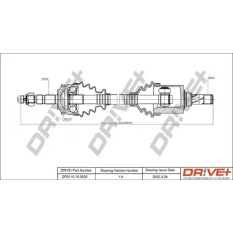 Arbre de transmission Dr!ve+ DP2110.10.0529 pour OPEL MERIVA 1.4 16V Twinport - 90cv