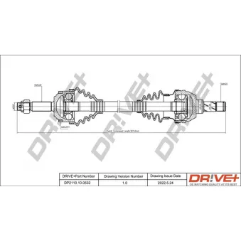 Arbre de transmission Dr!ve+ DP2110.10.0532 pour OPEL MERIVA 1.7 DTI - 75cv