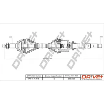 Arbre de transmission Dr!ve+ DP2110.10.0549 pour PEUGEOT 206 1.6 BiFuel - 109cv