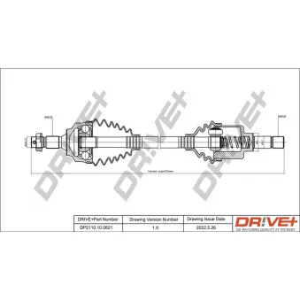 Arbre de transmission Dr!ve+ DP2110.10.0621 pour PEUGEOT 207 1.6 16V Turbo - 150cv