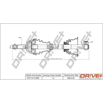 Arbre de transmission Dr!ve+ DP2110.10.0686 pour RENAULT CLIO 1.2 - 54hp