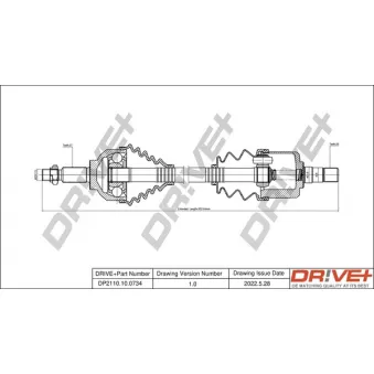 Arbre de transmission Dr!ve+ DP2110.10.0734 pour RENAULT LAGUNA 2.9 V6 24V - 211cv
