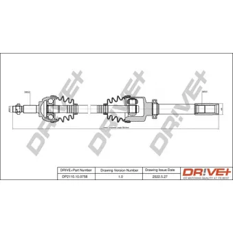 Arbre de transmission Dr!ve+ DP2110.10.0758 pour RENAULT CLIO 1.6 16V 112cv