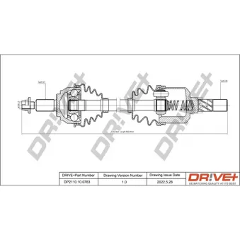 Arbre de transmission Dr!ve+ DP2110.10.0783 pour RENAULT LAGUNA 2.0 DCI GT - 178cv