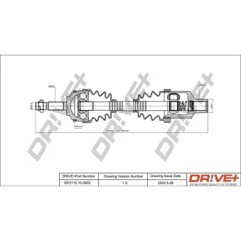 Arbre de transmission Dr!ve+ DP2110.10.0802 pour RENAULT KANGOO 1.6 16V 4x4 - 95cv