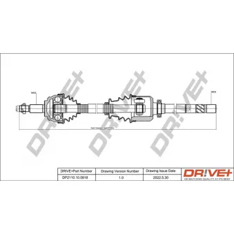 Arbre de transmission Dr!ve+ DP2110.10.0818 pour RENAULT LAGUNA 2.0 16V Turbo - 163cv