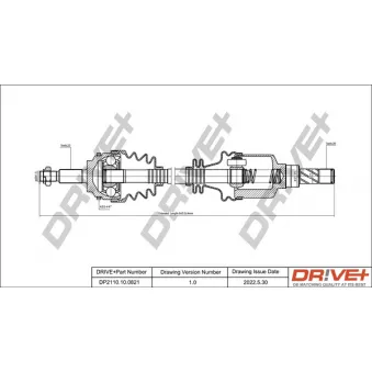 Arbre de transmission Dr!ve+ DP2110.10.0821 pour RENAULT CLIO 1.5 dCi - 82cv