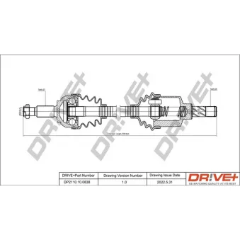 Arbre de transmission Dr!ve+ DP2110.10.0838 pour RENAULT CLIO 2.0 16V Sport - 197cv