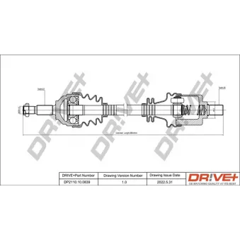 Arbre de transmission Dr!ve+ DP2110.10.0839 pour RENAULT CLIO 1.6 16V 112cv