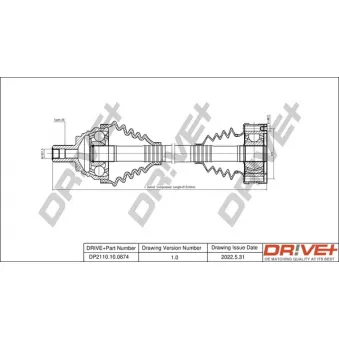 Arbre de transmission Dr!ve+ DP2110.10.0874 pour AUDI A3 2.0 FSI - 150cv