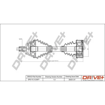 Arbre de transmission Dr!ve+ DP2110.10.0977 pour AUDI A3 1.6 FSI - 115cv