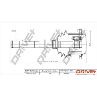 Arbre de transmission Dr!ve+ DP2110.10.1031 pour VOLKSWAGEN PASSAT 2.8 V6 - 193cv