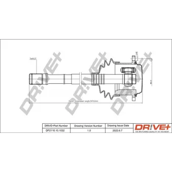 Arbre de transmission Dr!ve+ DP2110.10.1032 pour AUDI A4 1.9 TDI - 116cv