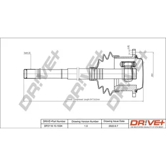 Arbre de transmission Dr!ve+ DP2110.10.1034 pour AUDI A4 1.9 TDI - 90cv
