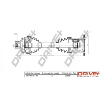 Arbre de transmission Dr!ve+ DP2110.10.1790 pour AUDI A5 3.0 TDI quattro - 245cv