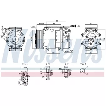 Compresseur, climatisation NISSENS 890945 pour SCANIA L,P,G,R,S - series R410 - 411cv