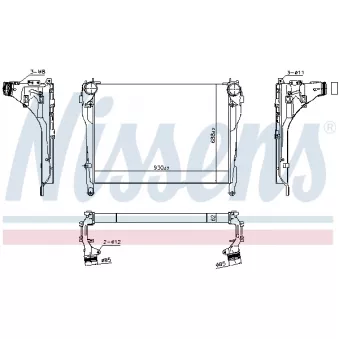 Intercooler, échangeur NISSENS 961566 pour MERCEDES-BENZ AROCS 2548 LS - 476cv