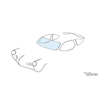 Pare-brise - Karmann Ghia coupé/cabriolet clair YOUNG PARTS OEM 143845101C